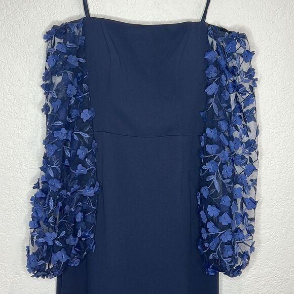 New Eliza J Off the Shoulder 3D Floral Sleeve
Scuba Crepe Dress Size 8 - Picture 4 of 16